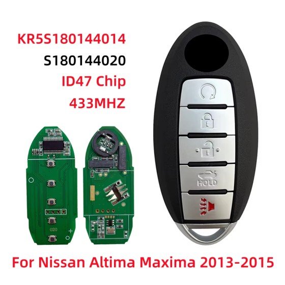 2013-2015 Nissan Maxima / Altima / 5-Button Prox S180144020 Smart Key / PN: 285E3-3TP5A / KR5S180144014 / IC 014 (AFTERMARKET)